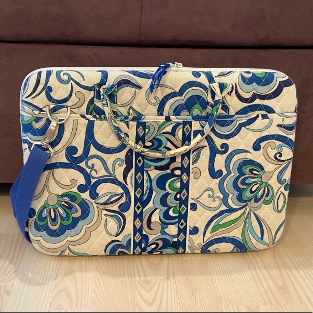 Vera Bradley Blue and Green Quilted Laptop Bag